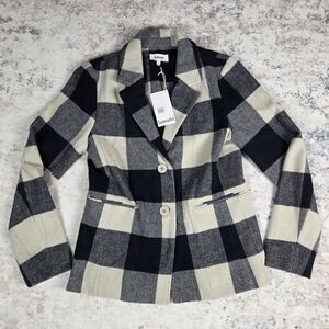 Nordstrom Splendid Small Black and Cream Plaid Blazer Coat